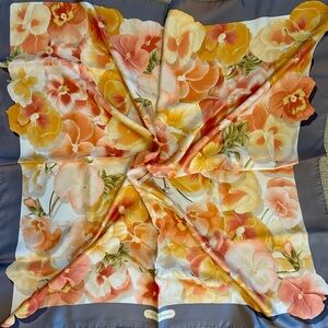 Salvatore Ferragamo NWT authentic silk scarf made in Italy. Pansey design.